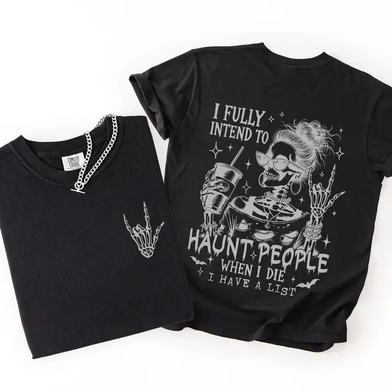 Trendy Halloween Spooky Season Front Side Graphic Design Unisex Cotton T-shirt