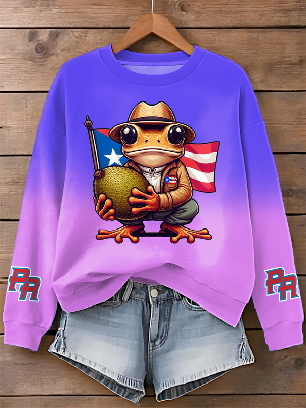 Puerto Rico Printed Long Sleeve Casual Top（16）