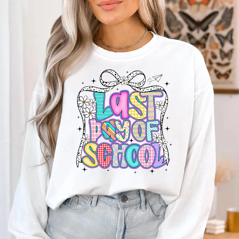 Last day of School Printed Long Sleeve Casual Top