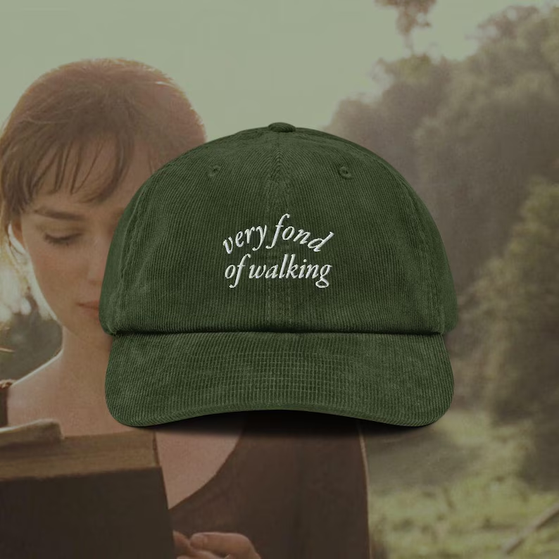 Very Fond of Walking Embroidered Courduroy Cap