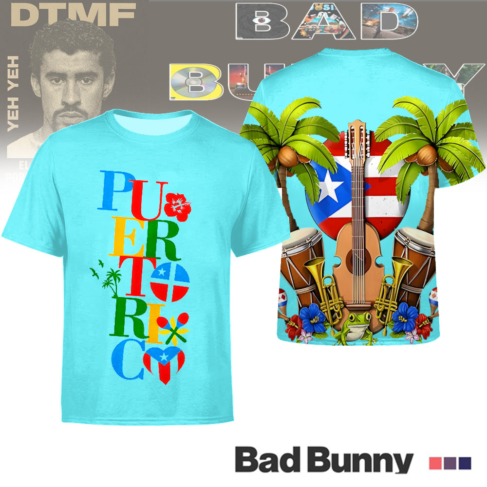 Puerto Rican Vintage Printed Crew Neck T-shirt（Best Seller）