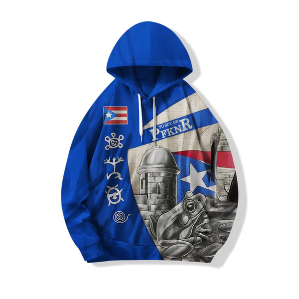 Puerto Rico Loose Fit Hooded Sweatshirt With Pockets