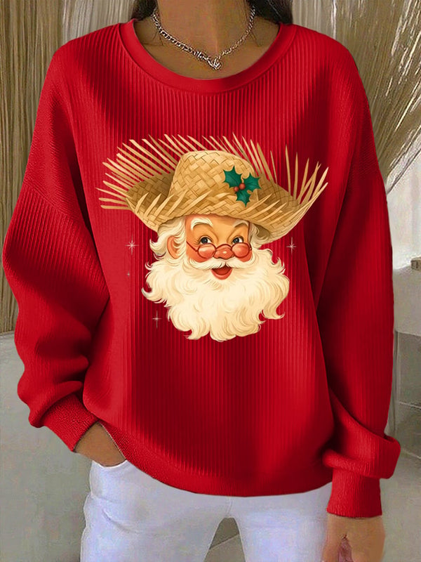 Women's Puerto Rico Christmas Print Round Neck Sweatshirt