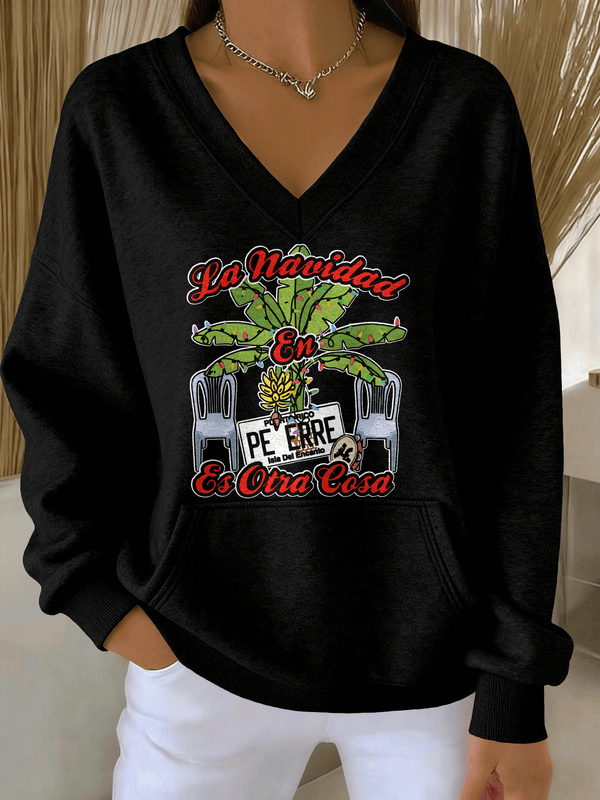 Puerto Rico V-neck Printed Sweatshirt