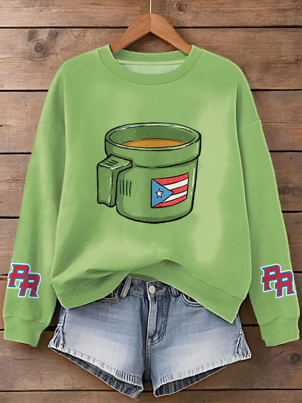 Puerto Rico Printed Long Sleeve Casual Top（17）