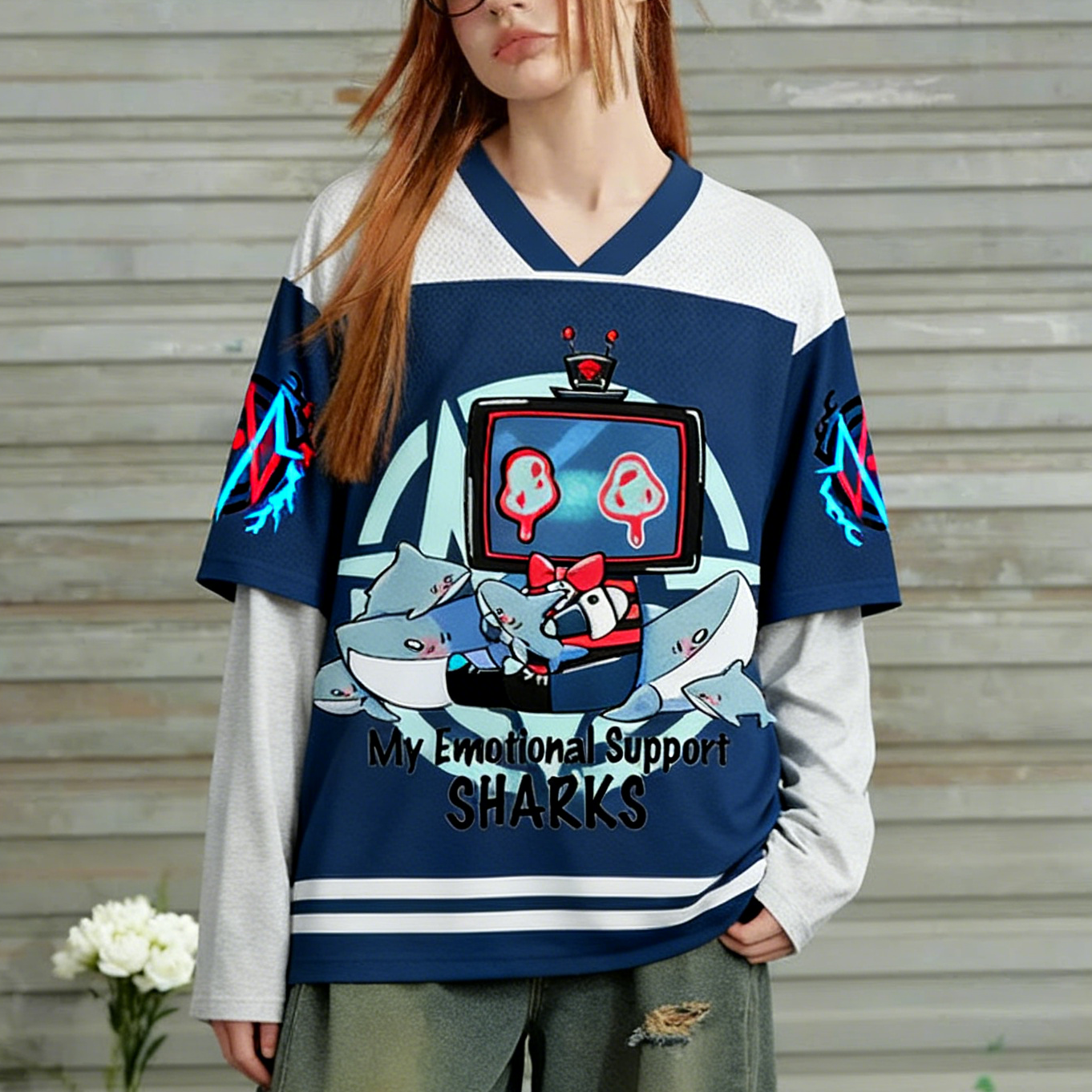 Hazbin Hotel V-neck Short-sleeved Jersey