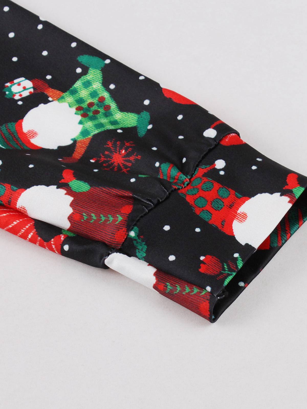 1950s Christmas Square Collar Long Sleeve Dress