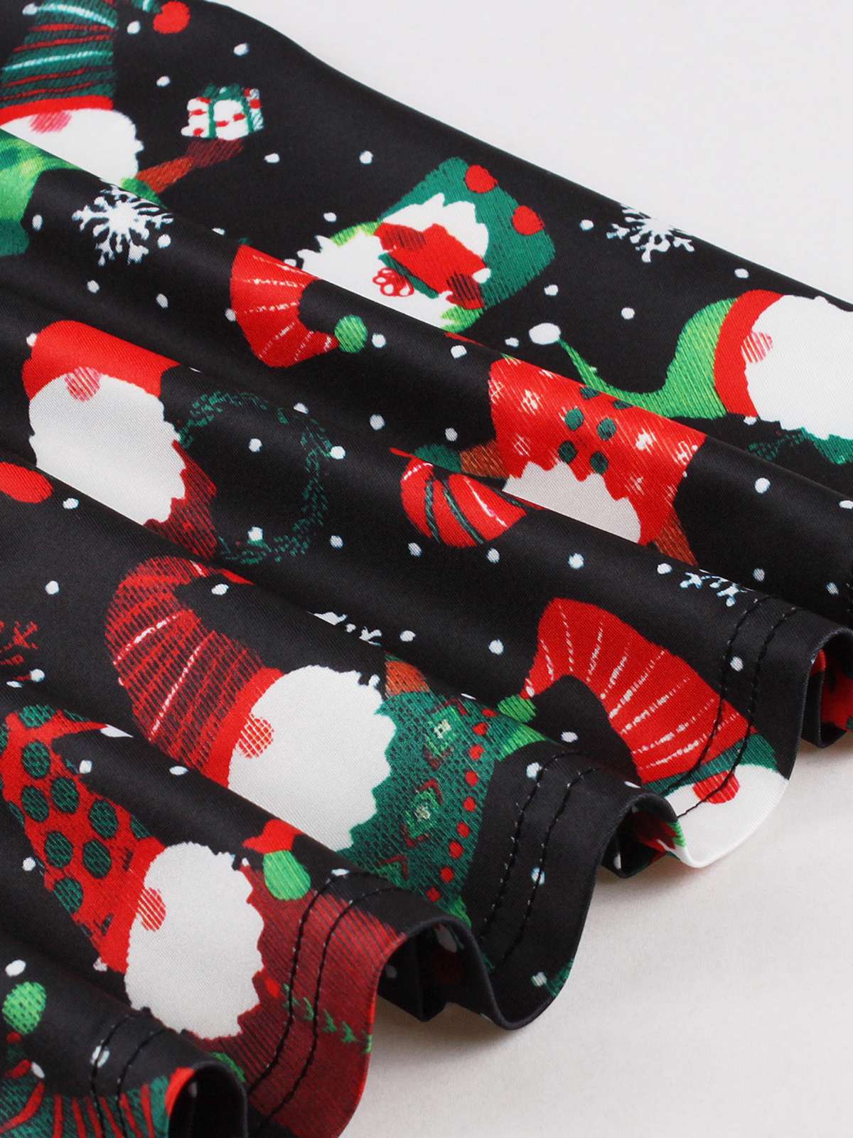 1950s Christmas Square Collar Long Sleeve Dress