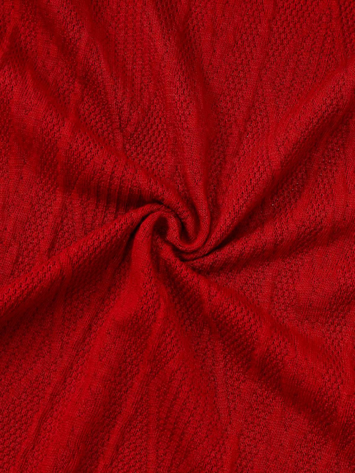 1940s Solid Knitted Big V-Neck Button Dress