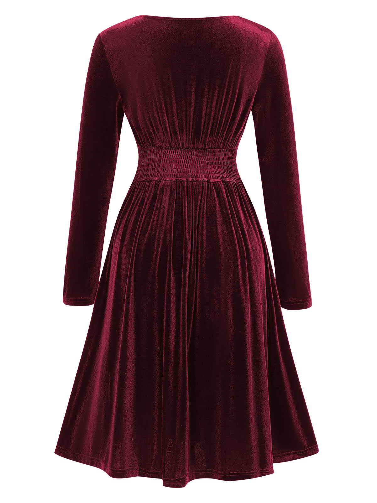 1940s V-Neck Solid A-line Velvet Dress