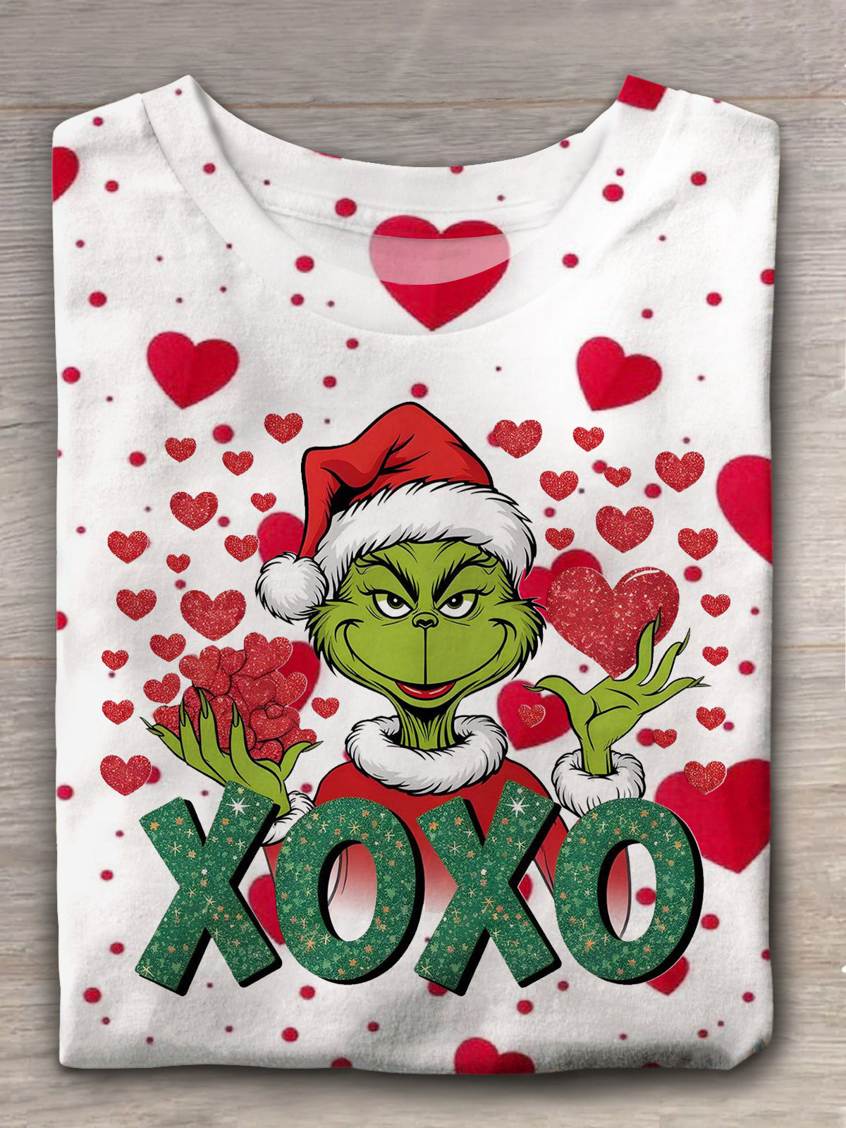 Camiseta de cuello redondo Green Monter Valentines Xoxo 
