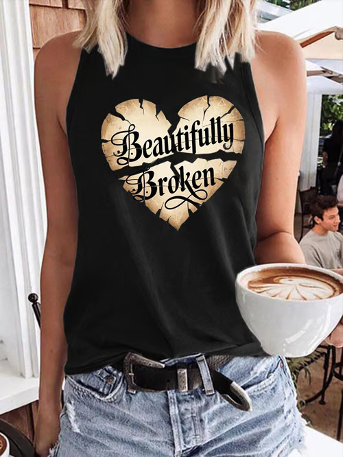 Bad Bunny Dtmf Print Casual Sleeveless Top