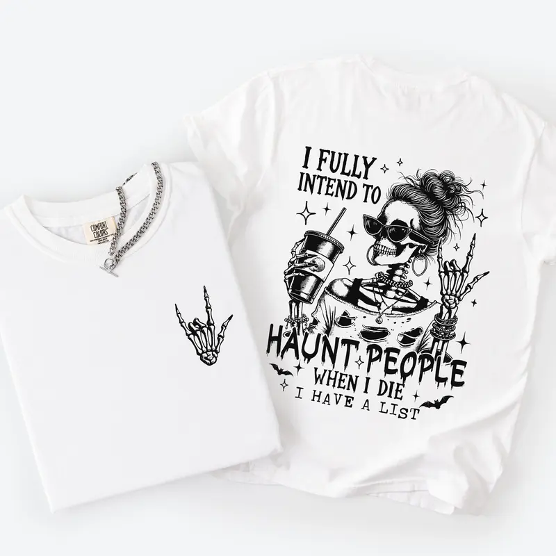 Trendy Halloween Spooky Season Front Side Graphic Design Unisex Cotton T-shirt