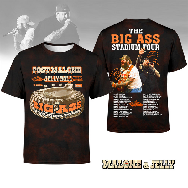 Post Malone And Jelly Roll Rap Music 2025 Tour T-shirts（07）