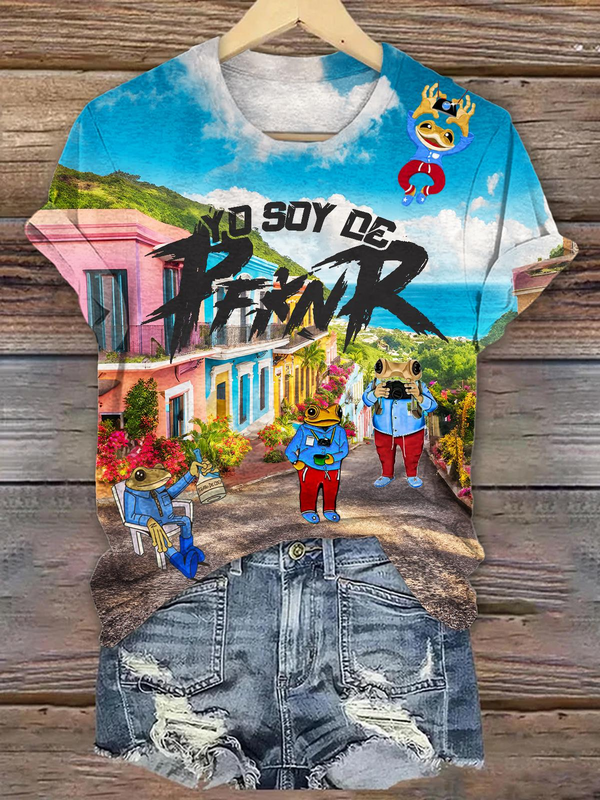 Bad Bunny Print Crew Neck T-shirt