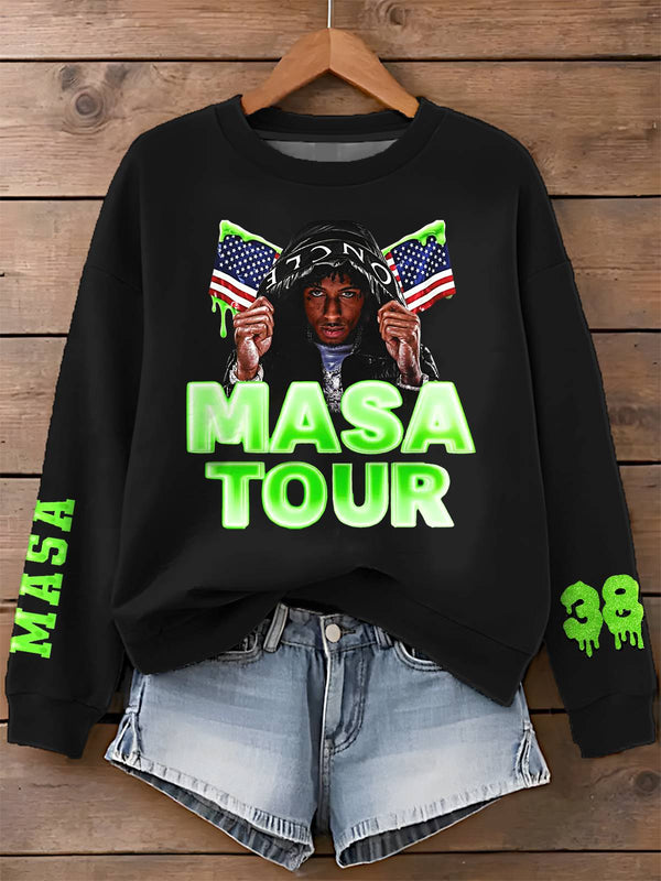 Young Boy Masa Tour 2025 Printed Long Sleeve Casual Top