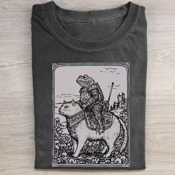 Medieval Frog on Cat T-shirt
