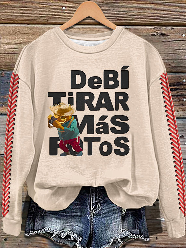 DTMF Puerto Rican Embroidered Baseball Print Vintage Sweatshirt