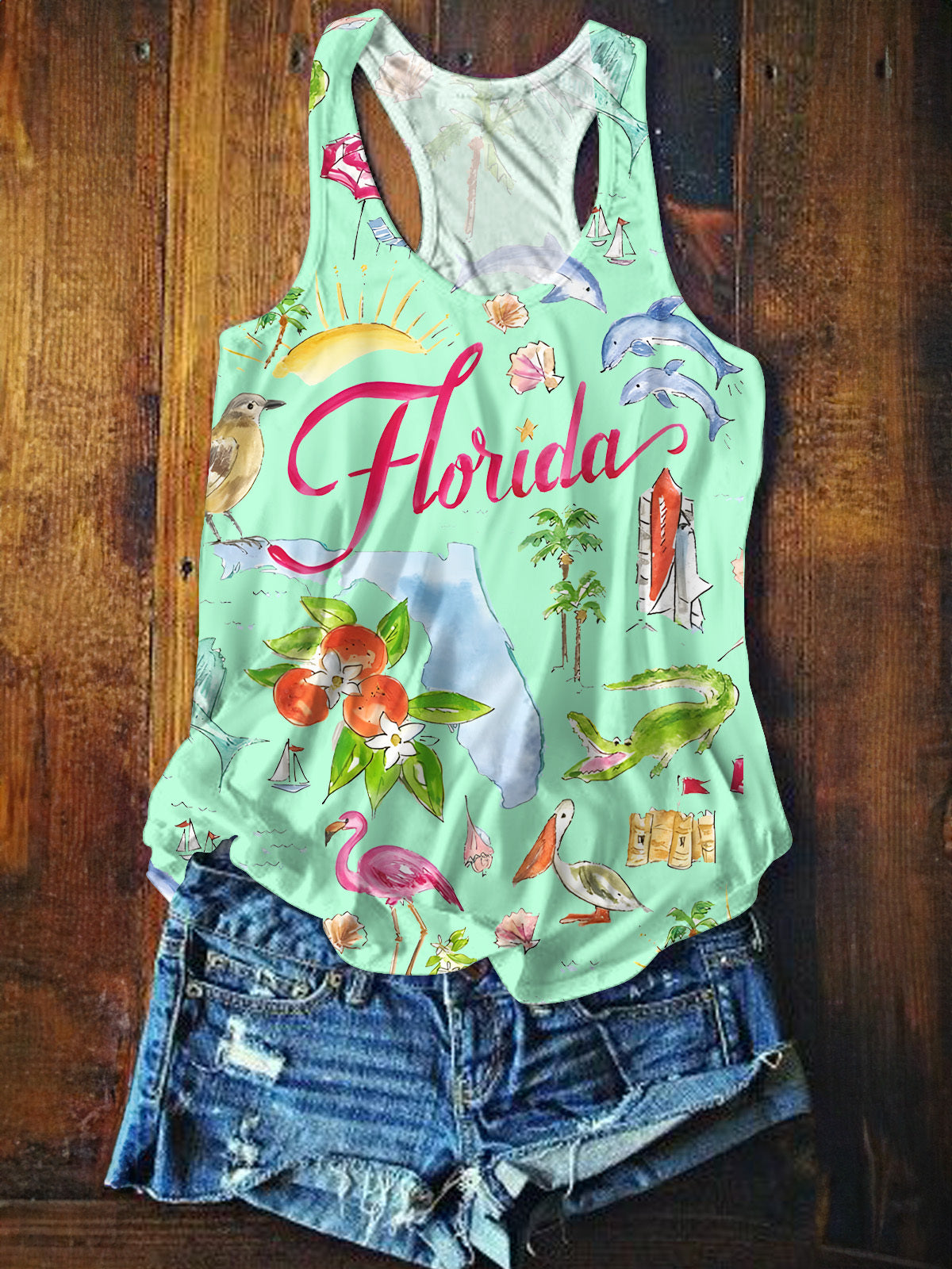 Florida Printed Casual Tank Top