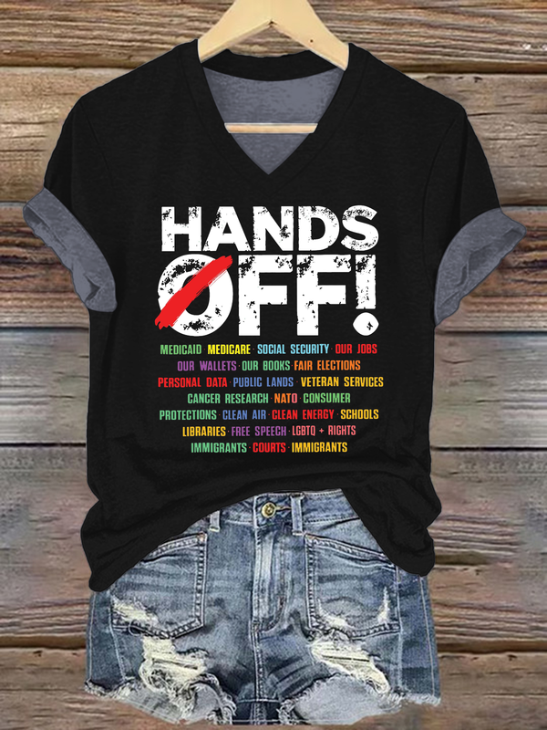 Hands Off Subtle FDT V-neck T-Shirt