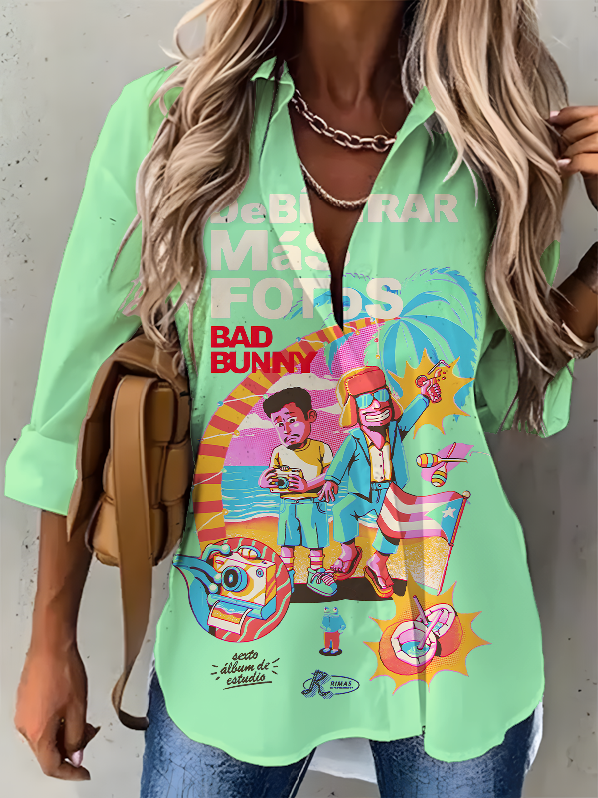 Puerto RIco Singer Boricua Women's Printed Casual Shirt
