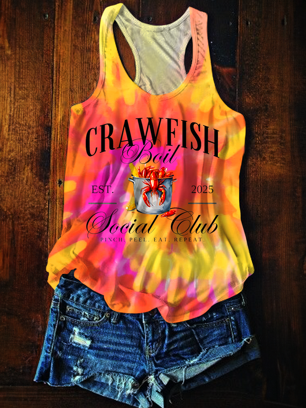 Crawfish Boil Social Club Printed Casual Tank Top