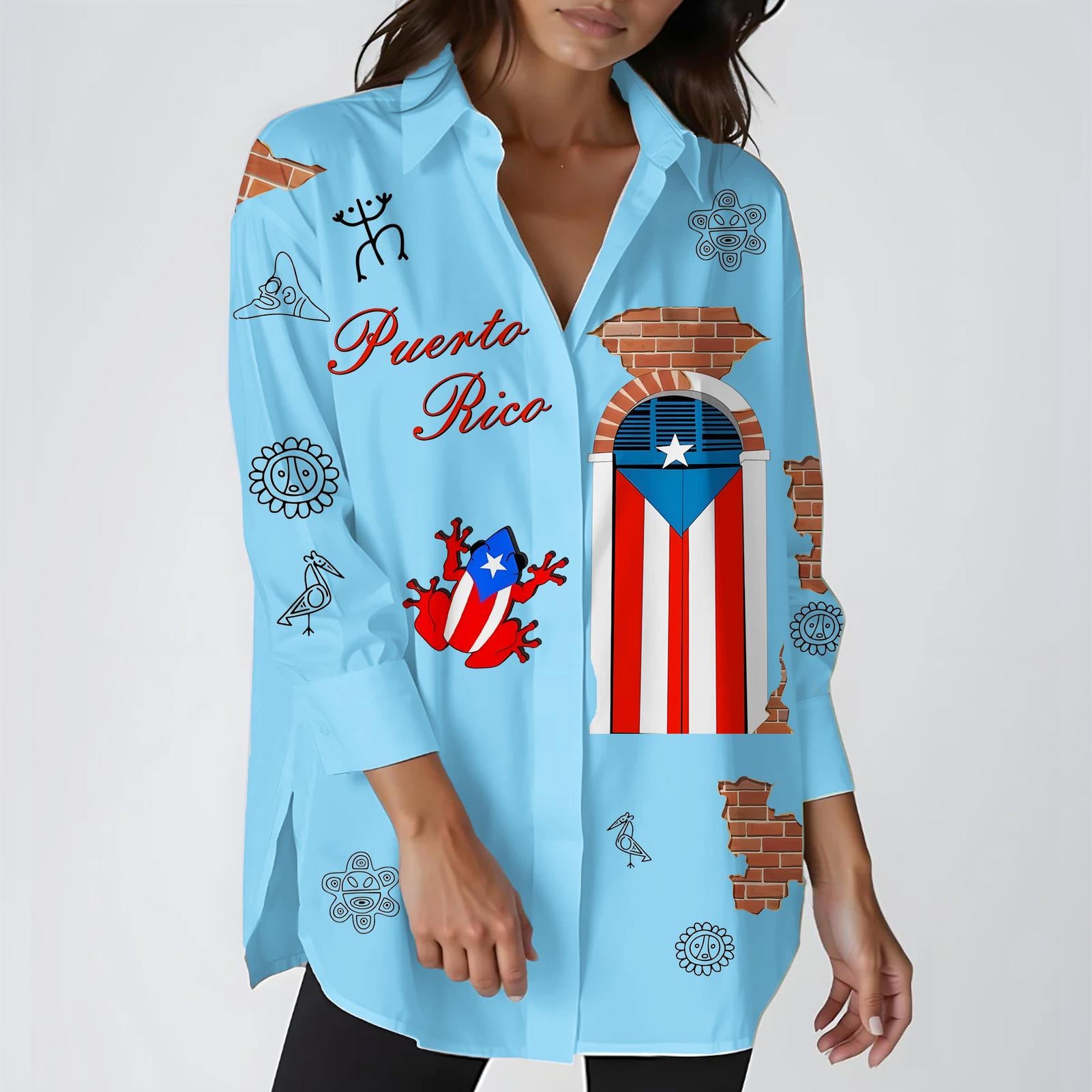 Puerto Rico Women's Printed Casual Shirt