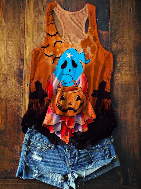 Halloween Puerto Rican Printed Casual Tank Top