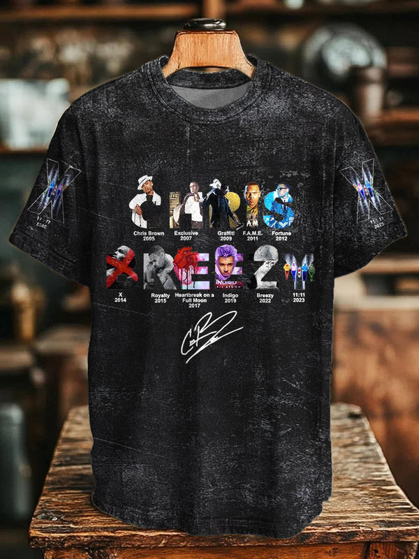 Camiseta de cuello redondo del álbum 11:11 de Chris Brown 
