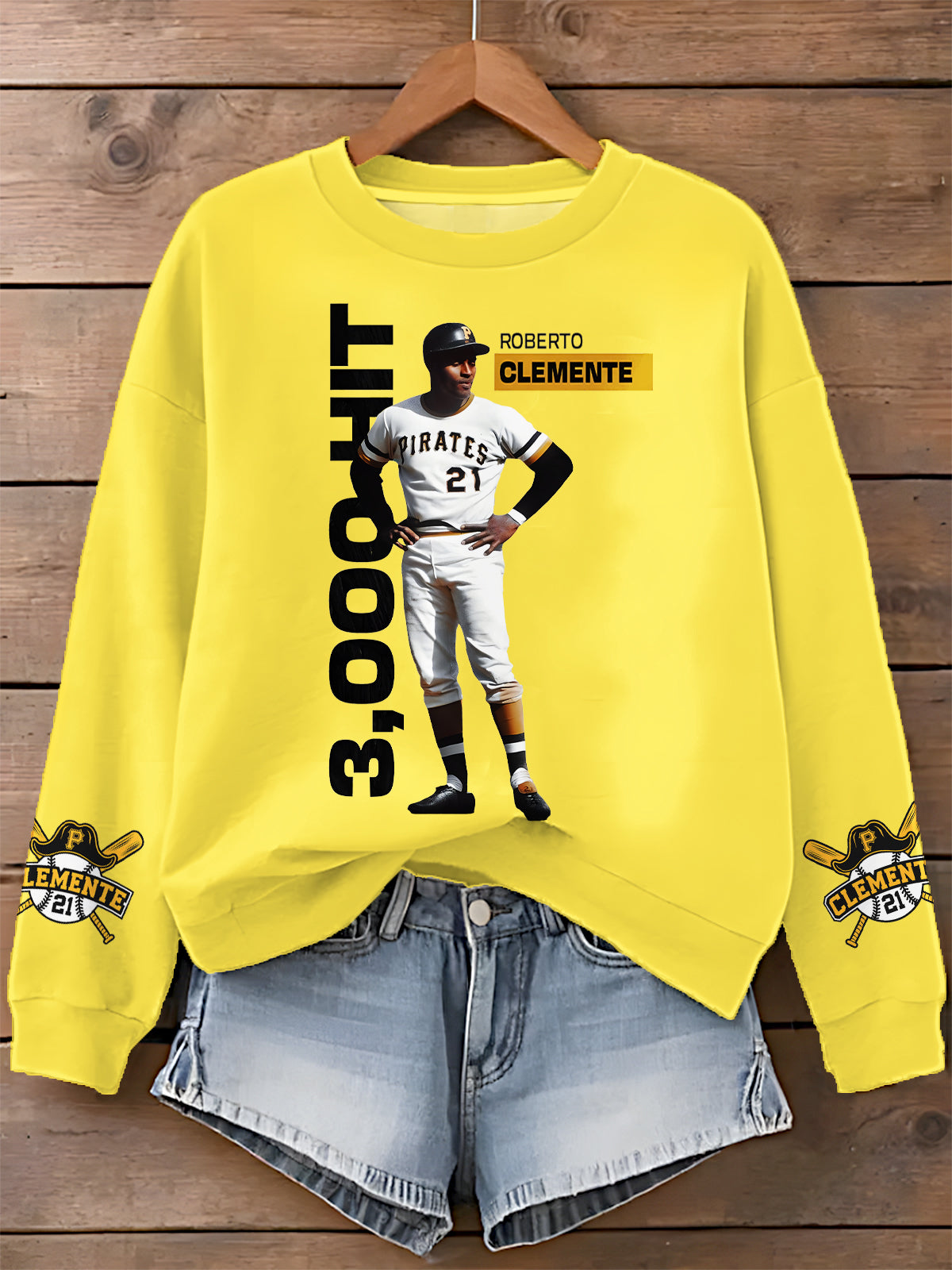 Roberto Clemente Printed Long Sleeve Casual Top