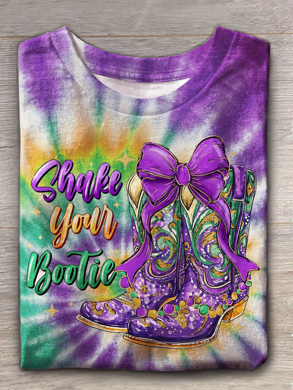 Western Mardi Gras Cowboy Boot Crew Neck T-shirt