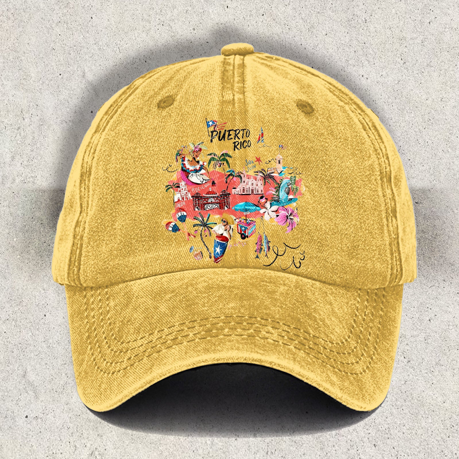 BadBunny Puerto Rico Print Baseball Cap