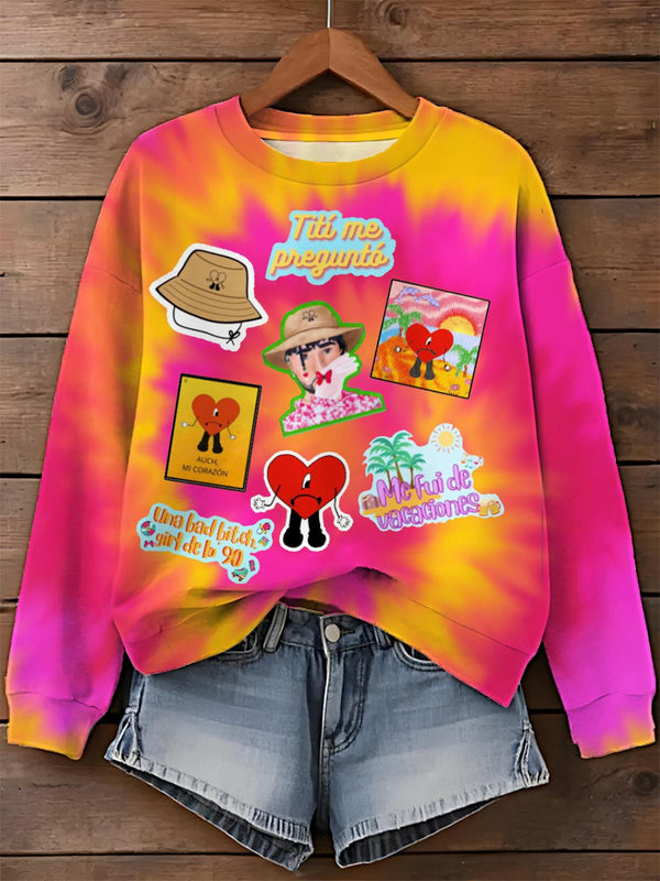 Bad Bunny Un Verano Sin Ti Printed Long Sleeve Casual Top