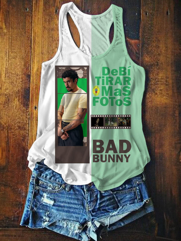 Bad Bunny Printed Casual Tank Top
