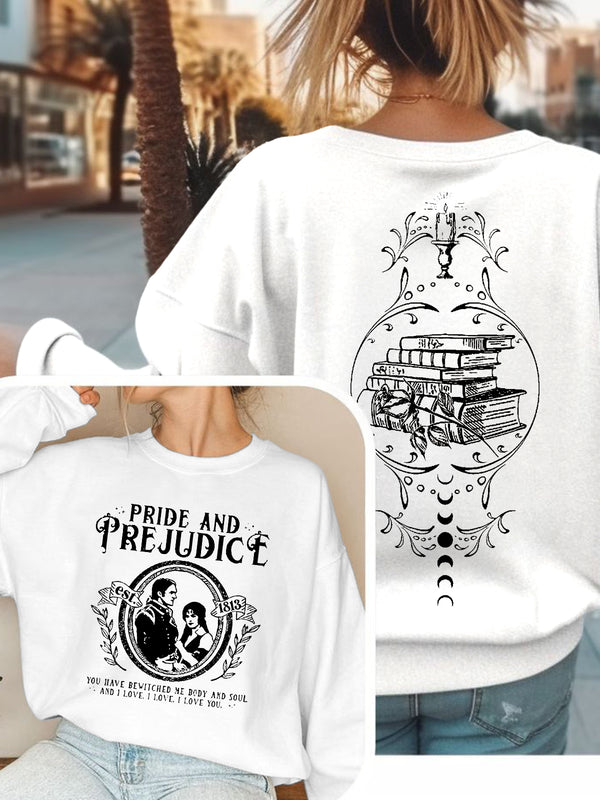 Retro Pride And Prejudice Reversible Print Long Sleeve Casual Top