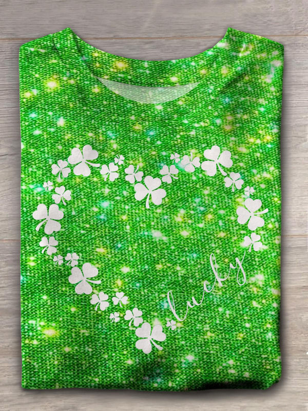 Lucky Heart Shamrock Crew Neck T-shirt