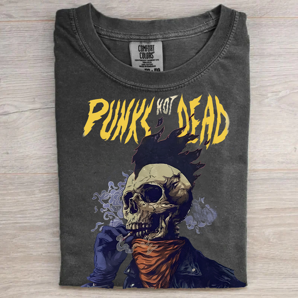 Unisex PUNKS NOT DEAD Cotton Crew Neck T-shirt