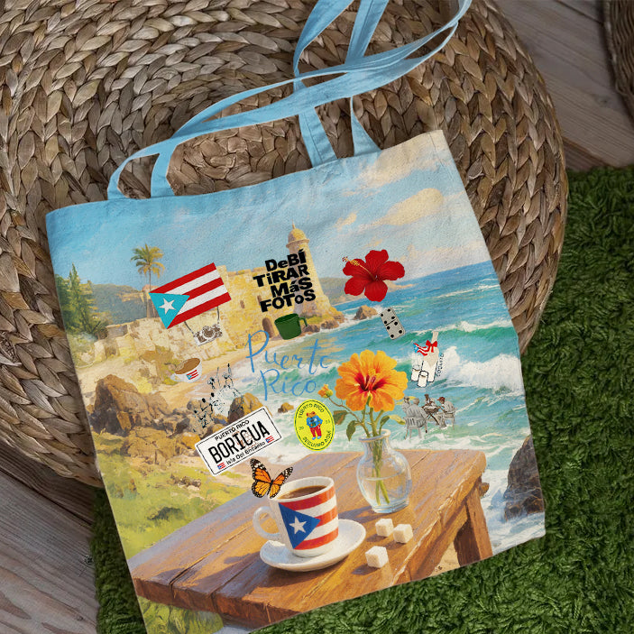 Puerto Rico Shoulder Zipper Canvas Bag（Best Seller）