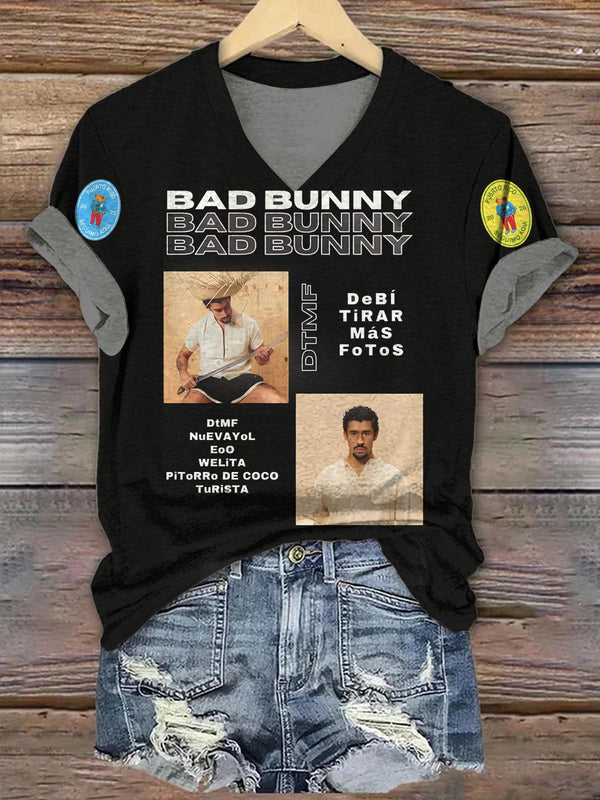 Concho Bad Bunny Debi Tirar Mas Fotos V-neck T-Shirt