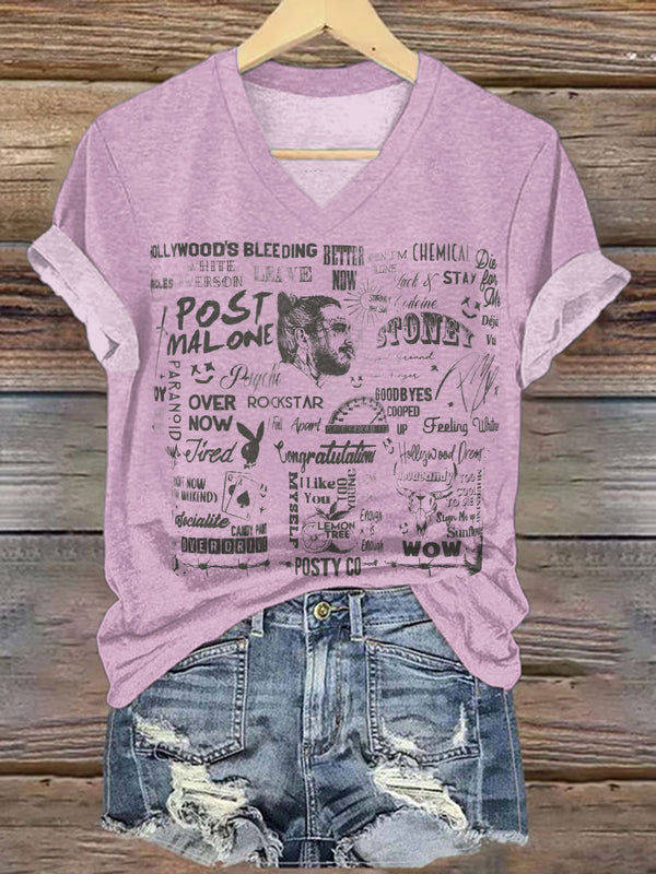 Post Malone Purple V-neck T-Shirt