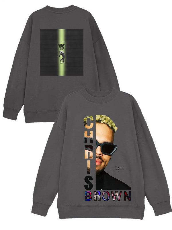 Top casual de manga larga con estampado de personajes artísticos de Chris Brown 