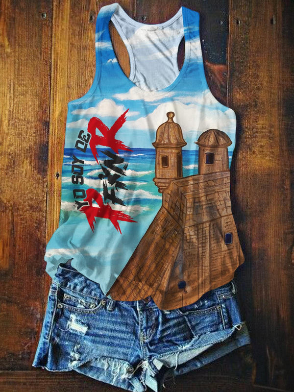 PFKNR Puerto Rico Printed Casual Tank Top