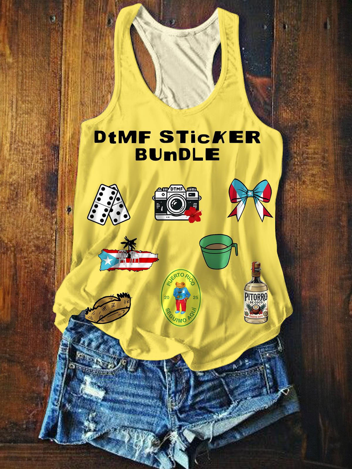 Puerto Rico Printed Casual Tank Top