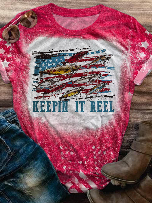 Camiseta con la bandera de los peces de Keepin' It Reel America 