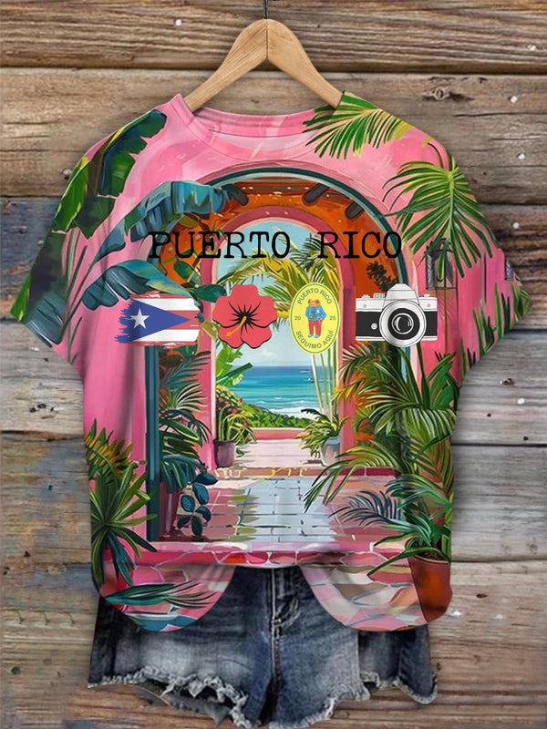 Puerto Rico Bad Bunny Beach Printed Crew Neck T-shirt
