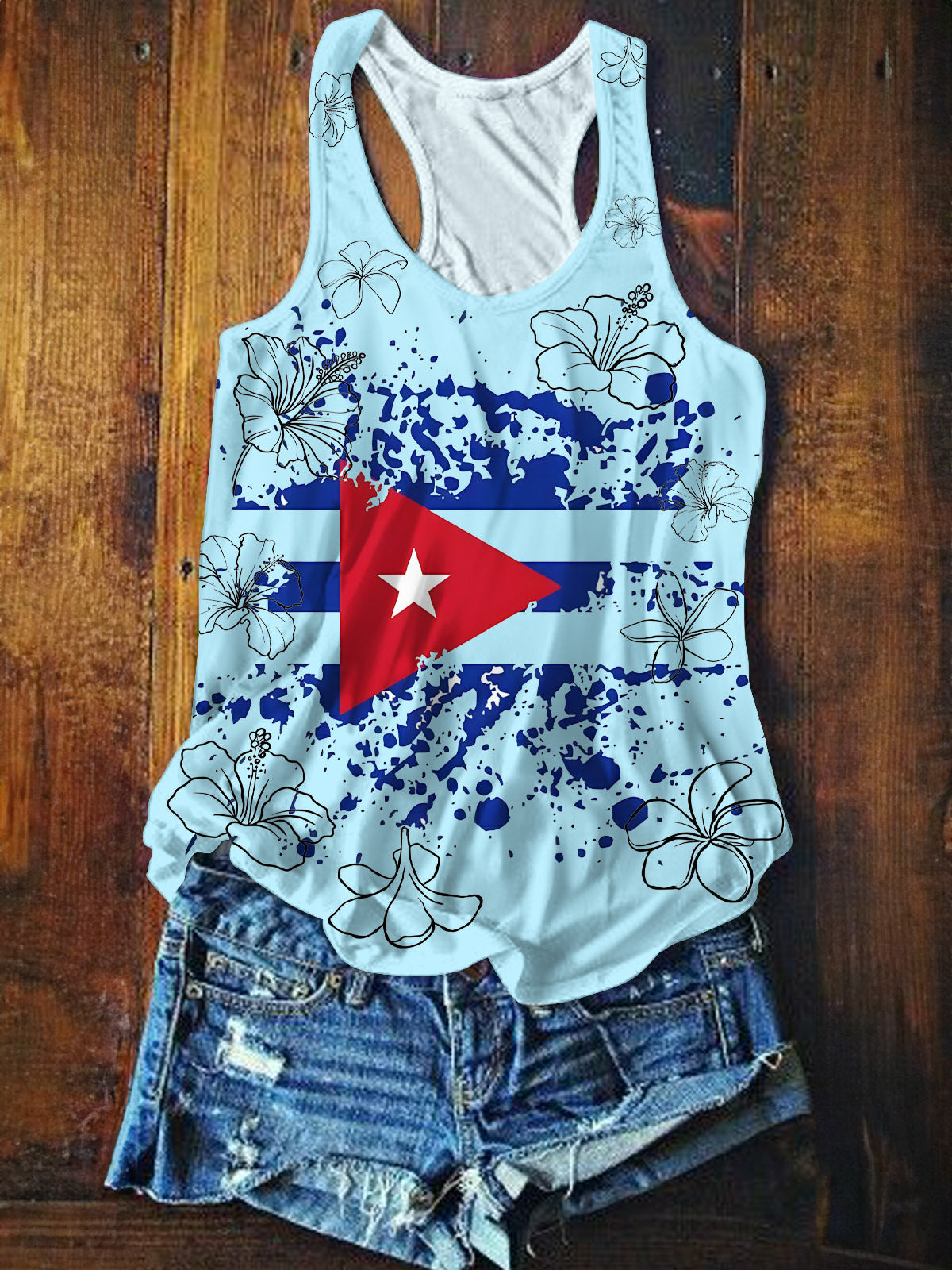 Puerto Rico Printed Casual Tank Top
