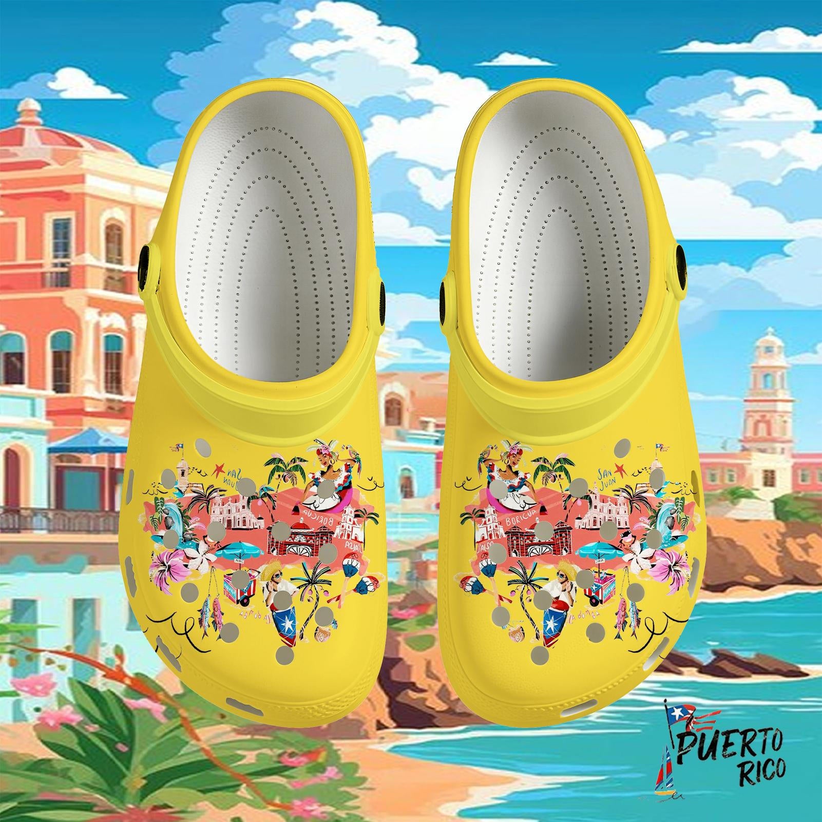Puerto Rico Classic Print Adult Crocs Shoes