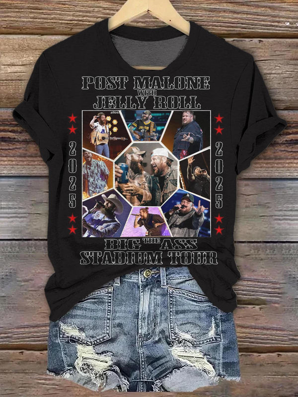 Post Malone with Jelly Roll 2025 Crew Neck T-shirt