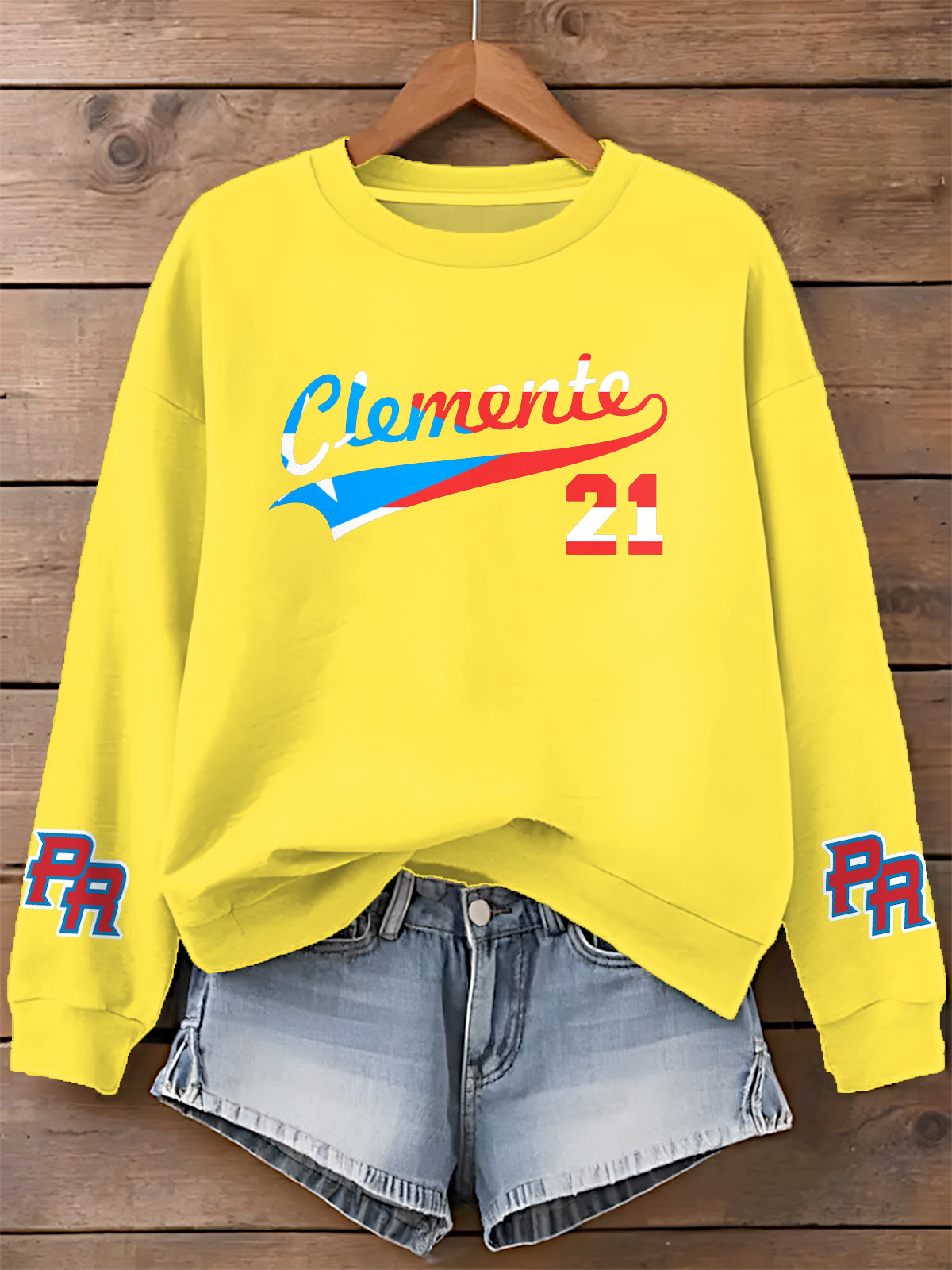 Roberto Clemente Printed Long Sleeve Casual Top