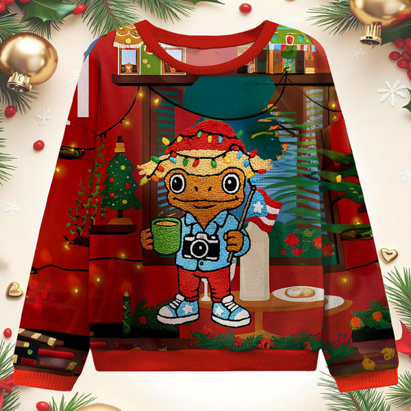 Puerto Rico Singer Coquito Christmas Unisex Round-Neck Ugly Sweater